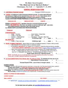 BSI Chautauqua Reservation Form