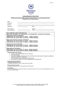 Page 1 of 2  ROOM RESERVATION FORM Regional Runway Safety Seminar (Asia Pacific), 18-20 November[removed]Department of Civil Aviation Malaysia)