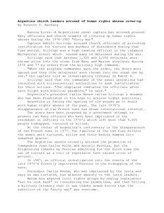 Place of birth missing / Presidents of Argentina / Crimes against humanity / Human rights abuses / Operation Condor / Adolfo Scilingo / Dirty War / Carlos Menem / Alfredo Astiz / Argentine people / Ethics / Argentina