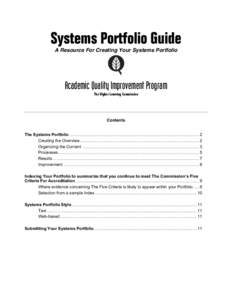 Systems Portfolio Guide A Resource For Creating Your Systems Portfolio Academic Quality Improvement Program The Higher Learning Commission