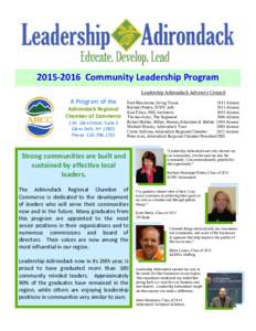 Community Leadership Program Leadership Adirondack Advisory Council A Program of the Adirondack Regional Chamber of Commerce