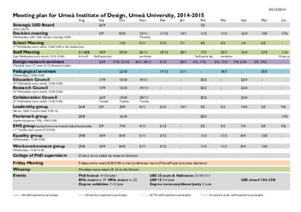 Meeting plan for Umeå Institute of Design, Umeå University, Aug  Sep