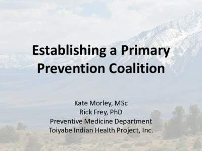 Establishing a Primary Prevention Coalition