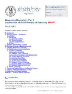 Governing Regulation, Part II Responsible Office: Board of Trustees Effective: Supersedes Version: [removed]Governing Regulation, Part II