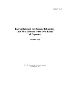 Extrapolation of the Benzene Inhalation Unit Risk Estimate to the Oral Route of Exposure