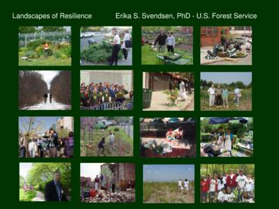 Landscapes of Resilience  Erika S. Svendsen, PhD - U.S. Forest Service Stewards as ‘first responders’ adaptive / polycentric