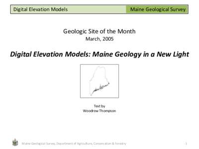 Digital Elevation Models  Maine Geological Survey Geologic Site of the Month March, 2005