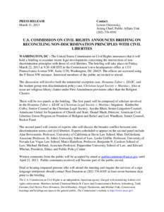 Press Release - Religious Liberties Briefing