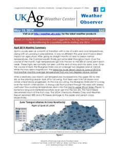 Cooperative Extension Service · University of Kentucky · Coll ege of Agriculture · Lexington, KY, [removed]Weather Center May 15, 2014  BAE