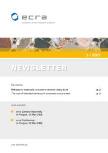 NEWSLETTER NE WSLE TTER Contents Refractory materials in modern cement rotary kilns