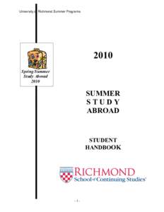 University of Richmond Summer Programs[removed]Spring/Summer Study Abroad 2010