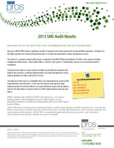 SMS AUDIT RESULTS[removed]ARGUS PROS SPECIAL RELEASE 2013 SMS Audit Results PRISM ANALYSIS OF THE ARGUS PROS AUDIT RECOMMENDATIONS FOR SAFETY MANAGEMENT