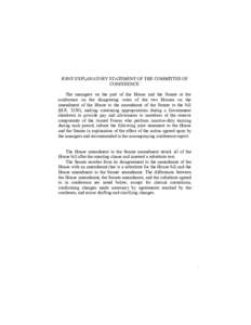 JOINT EXPLANATORY STATEMENT OF THE COMMITTEE OF CONFERENCE The managers on the part of the House and the Senate at the conference  on