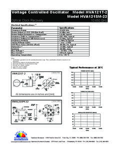 Voltage Controlled Oscillator Model HVA121T-2 Model HVA121SM-22 Optical Clock Recovery[removed]GHz