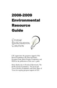 Environmental Resource Guide  CEC appreciates the generous support of the