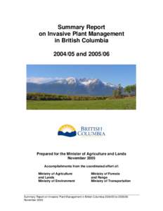 Summary Report on Invasive Plant Management in British Columbia[removed]and[removed]