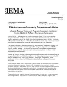 Management / Disaster preparedness / Humanitarian aid / Occupational safety and health / Illinois Emergency Management Agency / National Incident Management System / Federal Emergency Management Agency / National Preparedness Month / Emergency management / Public safety / United States Department of Homeland Security