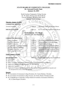 REVISED[removed]STATE BOARD OF COMMUNITY COLLEGES Dr. Linwood Powell, Chair January 16, 2015 North Carolina Community College System