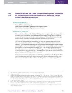 United States federal law / Law / Tax levies / United States Tax Court / Office of the Taxpayer Advocate / Offer in compromise / Tax lien / Nina E. Olson / Internal Revenue Service Restructuring and Reform Act / Taxation in the United States / Internal Revenue Service / Government