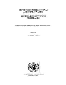 Territorial Sovereignty and Scope of the Dispute (Eritrea and Yemen)