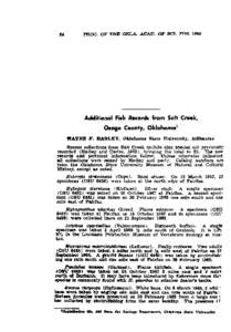 Additional Fish Records from Salt Creek, Osage County, Oklahoma