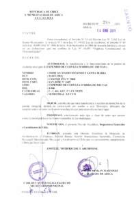 REPUBLICA DE CHILE I. MUNICIPALIDAD DE ARICA ALCALDIA DECRETO N° ARICA,