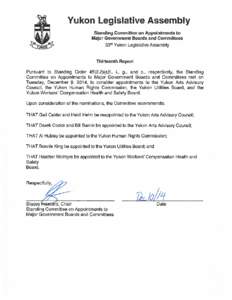 Beaufort Sea / Order of precedence in Yukon / Judy Gingell / Elections in Canada / Politics of Canada / Yukon