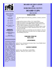 BOARD OF EDUCATION OF DORCHESTER COUNTY BOARD CLIPS