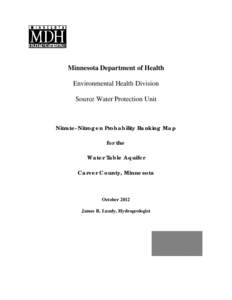 Nitrate-Nitrogen Probability Ranking Map for the Water Table Aquifer, Carver County Minnesota
