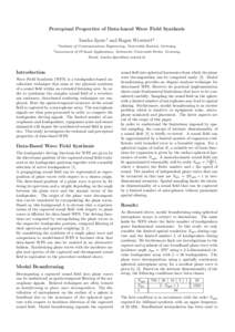 Perceptual Properties of Data-based Wave Field Synthesis Sascha Spors 1 and Hagen Wierstorf[removed]Institute of Communications Engineering, Universit¨