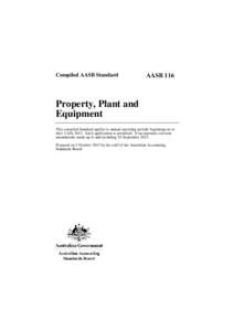 Compiled AASB Standard  AASB 116 Property, Plant and Equipment