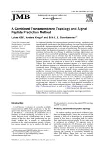 doi:j.jmbJ. Mol. Biol, 1027–1036 A Combined Transmembrane Topology and Signal Peptide Prediction Method