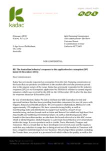 Received 9 January[removed]January 2015 KADAC PTY LTD  Anti-Dumping Commission