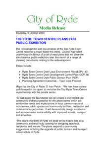 Microsoft Word - TOP RYDE TOWN CENTRE PLANS FOR PUBLIC EXHIBITON.doc