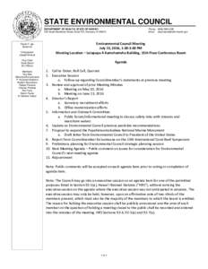 STATE ENVIRONMENTAL COUNCIL DEPARTMENT OF HEALTH, STATE OF HAWAIʻI 235 South Beretania Street, Suite 702, Honolulu, HIDavid Y. Ige Governor