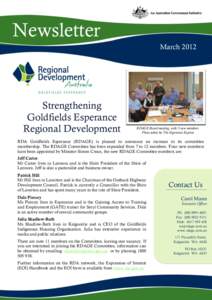 Newsletter March 2012 Strengthening Goldfields Esperance Regional Development