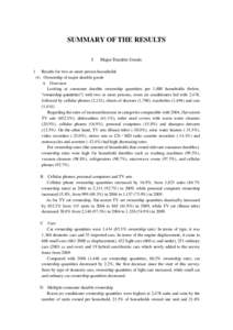 SUMMARY OF THE RESULTS I 1 Major Durable Goods