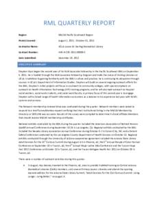 RML QUARTERLY REPORT Region: NN/LM Pacific Southwest Region  Period Covered: