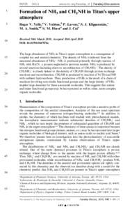 Physics / Interstellar nitrogen monohydride / Diazenylium / HCN / Nitrile / Chemical reaction / Ionosphere / Astrophysics / Cations / Chemistry / HCNH+