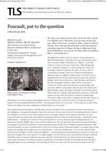 Foucault, put to the question | TLS