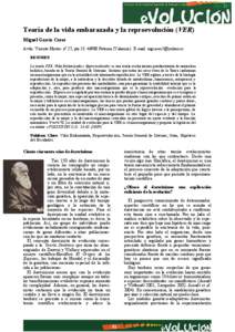 Teoría de la vida embarazada y la reproevolución (VER) Miguel García Casas Avda. Vicente Mortes nº 27, pta[removed]Paterna (Valencia ). E-mail: [removed] RESUMEN La teoría VER -Vida Embarazada y Repro evol