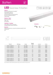 Batten LED Seamless T5 Batten 130°  Features