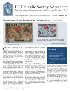 BC Philatelic Society Newsletter Bringing stamp and postal-history collectors together since 1919 The BC Philatelic Society — Always on-line at www.bcphilatelic.org Vol. 63, No. 7 | September 2013