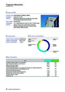 Corporate Information (As of March 31, 2014) n Corporate Profile Company name:	 DAIICHI SANKYO COMPANY, LIMITED Established: