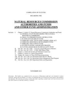 COMPILATION OF STATUTES REGARDING THE NATURAL RESOURCES COMMISSION AUTHORITIES AND FUNDS AND OTHER FUND ADMINISTRATION