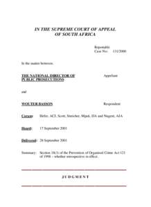 IN THE SUPREME COURT OF APPEAL OF SOUTH AFRICA Reportable Case No: [removed]In the matter between: