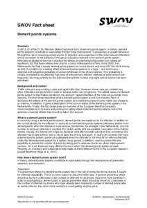 Factsheet Demerit points systems