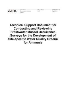 Technical Support Document for Conducting and Reviewing Freshwater Mussel Occurrence Surveys for the Development of Site-specific Water Quality Criteria for Ammonia (EPA 800-R[removed])