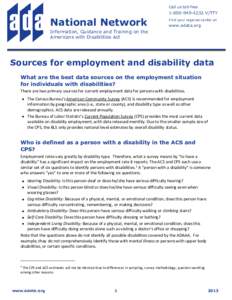 Educational psychology / Current Population Survey / Discouraged worker / Unemployment / Disability / Americans with Disabilities Act / American Community Survey / Mental disorder / Bureau of Labor Statistics / Labor economics / United States Census Bureau / Economics