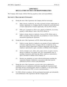 2015 SRA—Appendix I[removed]APPENDIX I REGULATORY DUTIES AND RESPONSIBILITIES